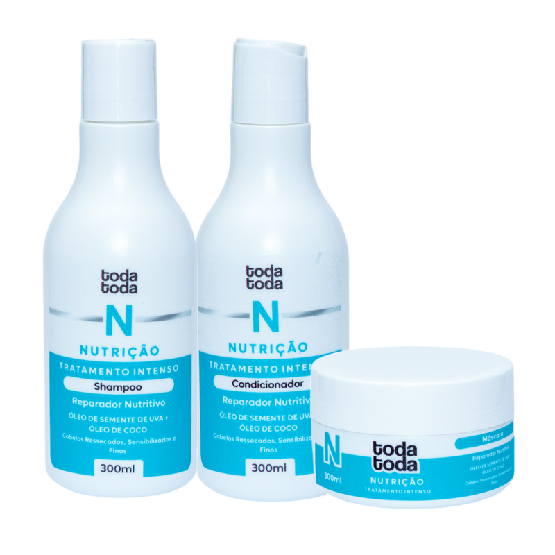 Kit Nutrição Capilar TodaToda - Shampoo, Condicionador e Máscara Nutritiva